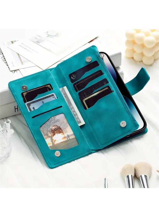 Red Leather Phone Case With Zipper Wallet For IPhone 12 Mini - Image 3